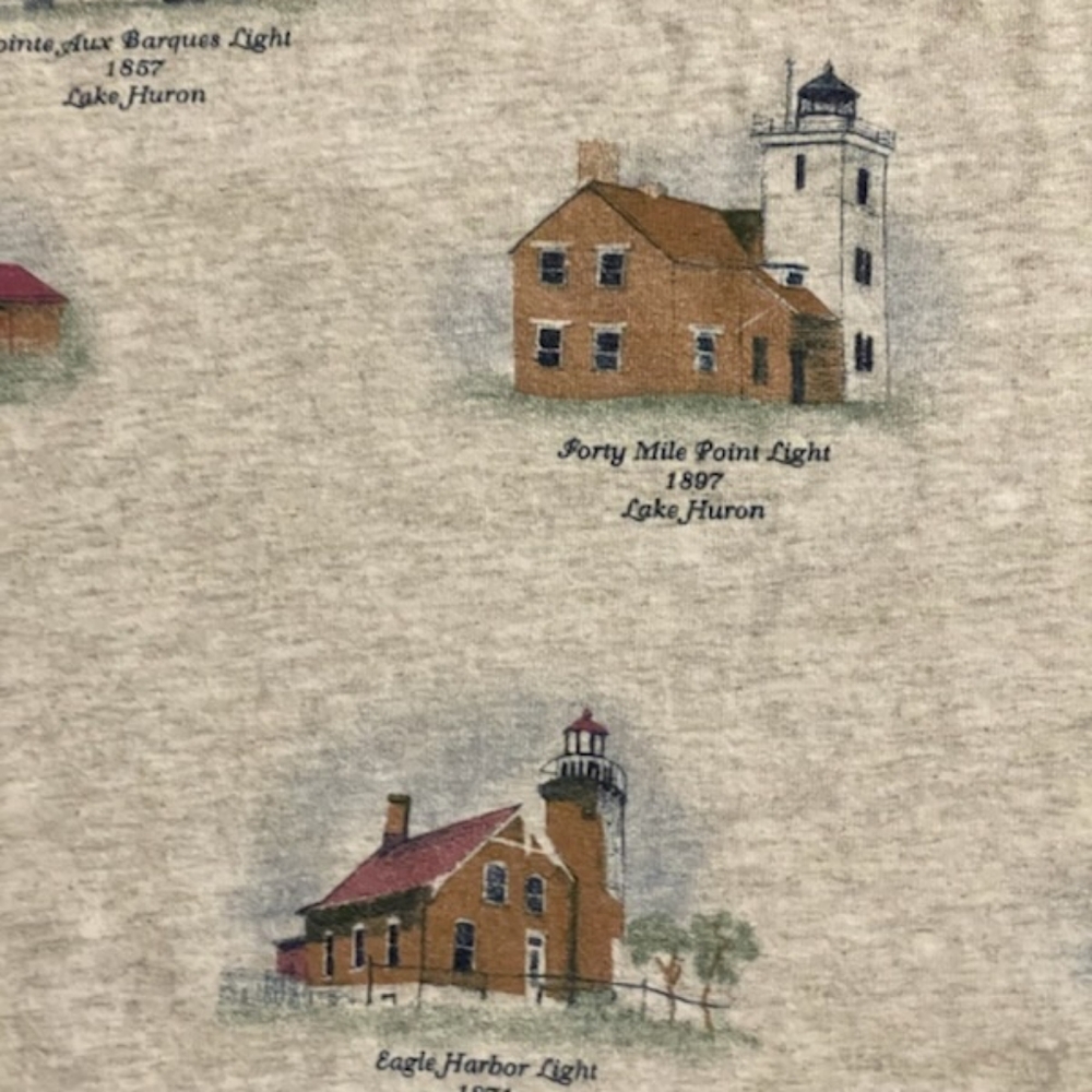 VINTAGE 90s | Light Houses All Over Printed. Great Lakes Lighthouses - Picture 2 of 13